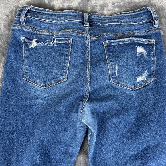 Vervet Jeans Womens 14 Blue Distressed Skinny High Rise Raw Hem Stretch Denim - Picture 11 of 13